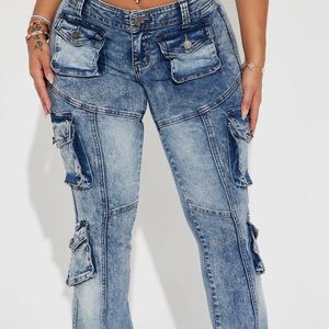 Light wash Denim cargo jeans
